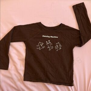 Old Navy Brown Long Sleeve Tee with Graphic Design